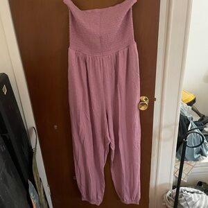American Eagle Outfitters Lavender Strapless Jumpsuit